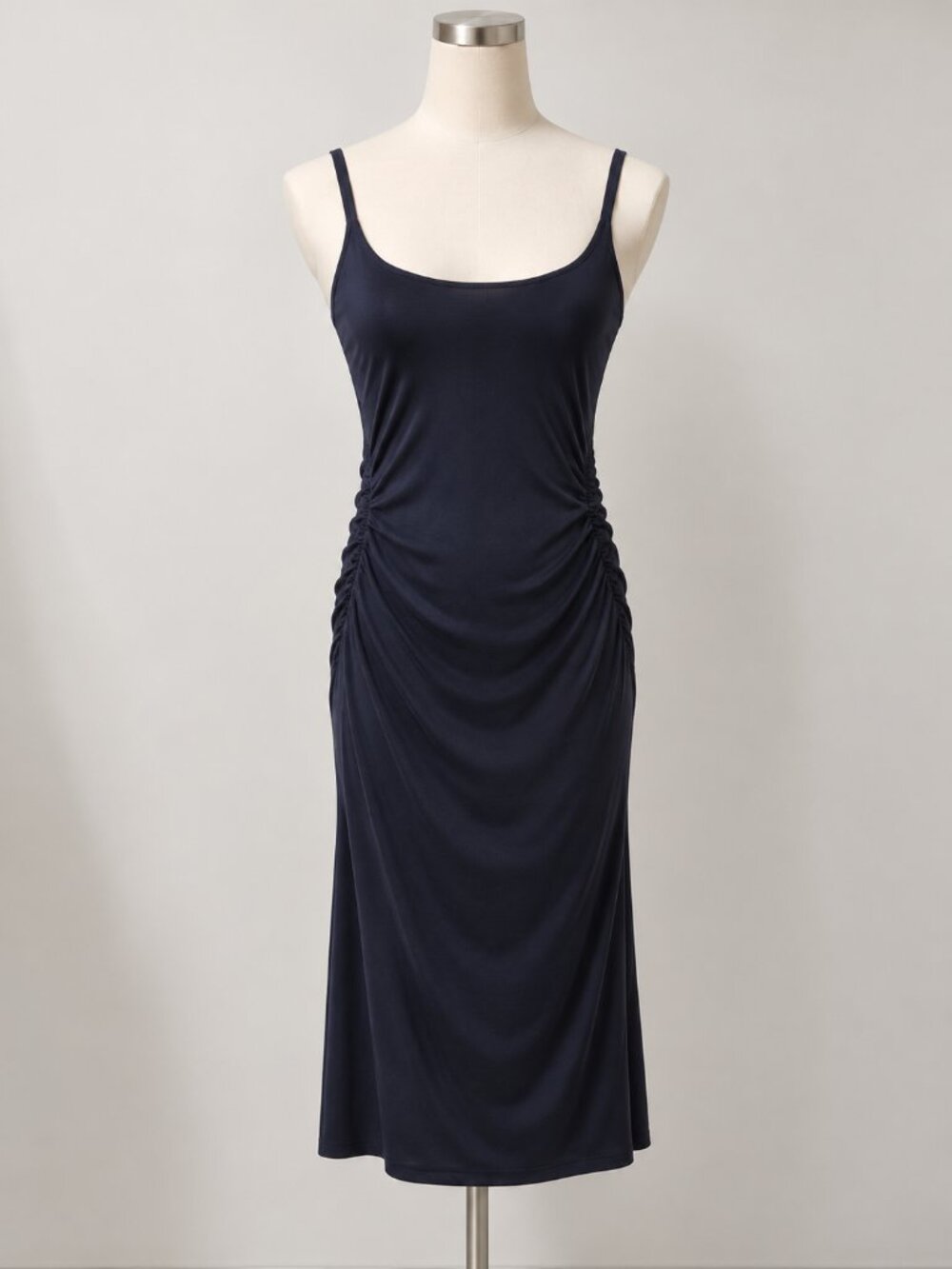 Rebecca Taylor Women's S Black 100% Modal Ruched Midi Dress Bodycon Minimalist